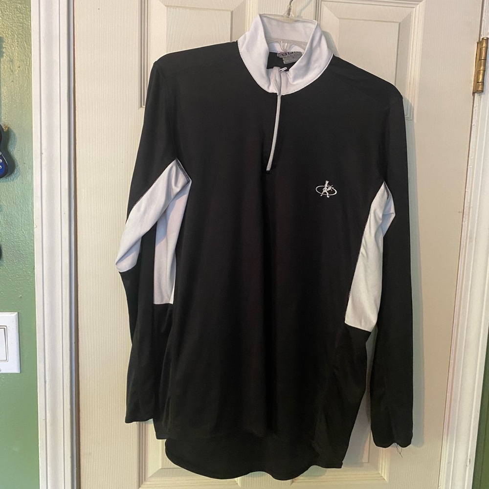 Balle De Match tennis Black and White Quarter-Zip Pullover slick polyester small